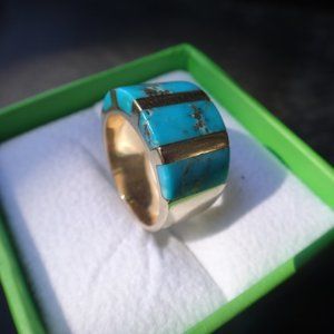 VINTAGE  HOPI  GOLD TURQUOISE  RING